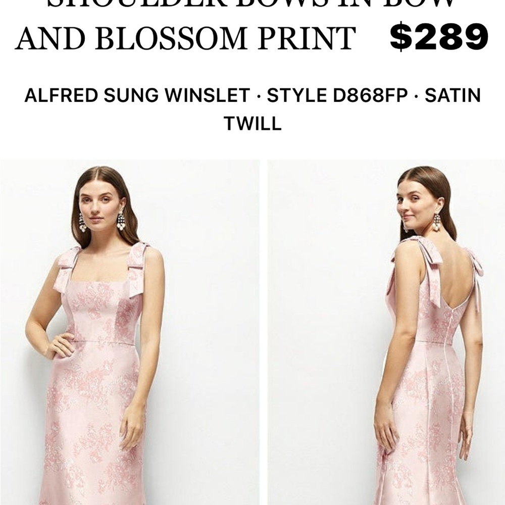 ALFRED SUNG Blush Satin Twill Backless Dress